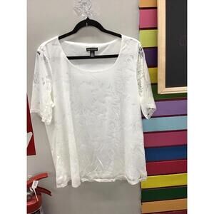Nina Leonard white short sleeve blouse size XL new from HSN